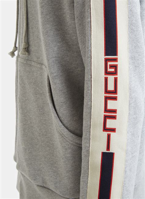 hooded zip-up sweatshirt with gucci stripe replica